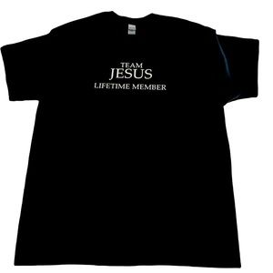 Unisex t-shirt. Black t-shirt with white font.